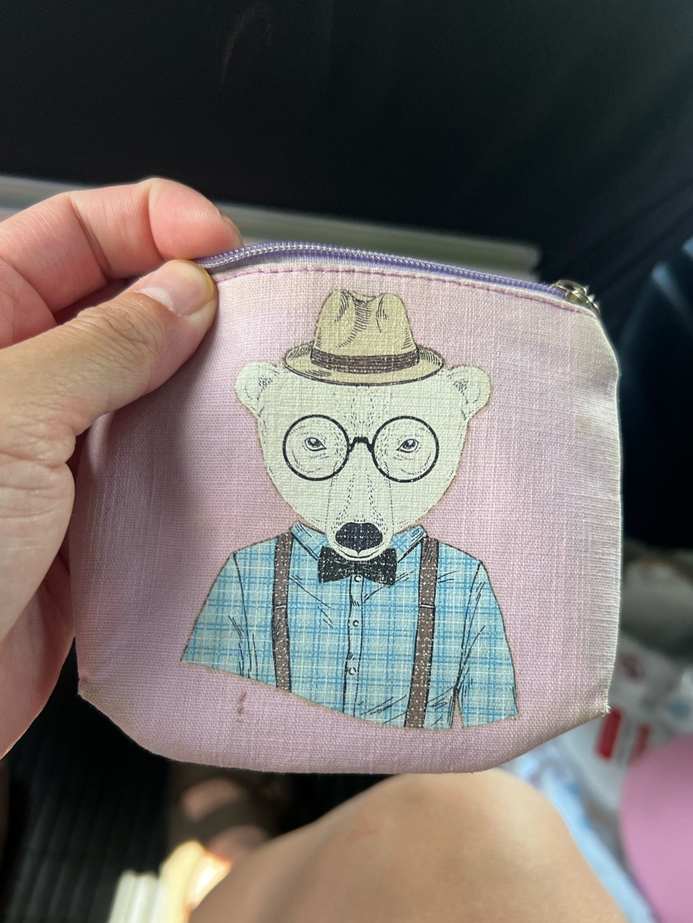 Cute Bear Graphic Coin Purse - Light Pink
